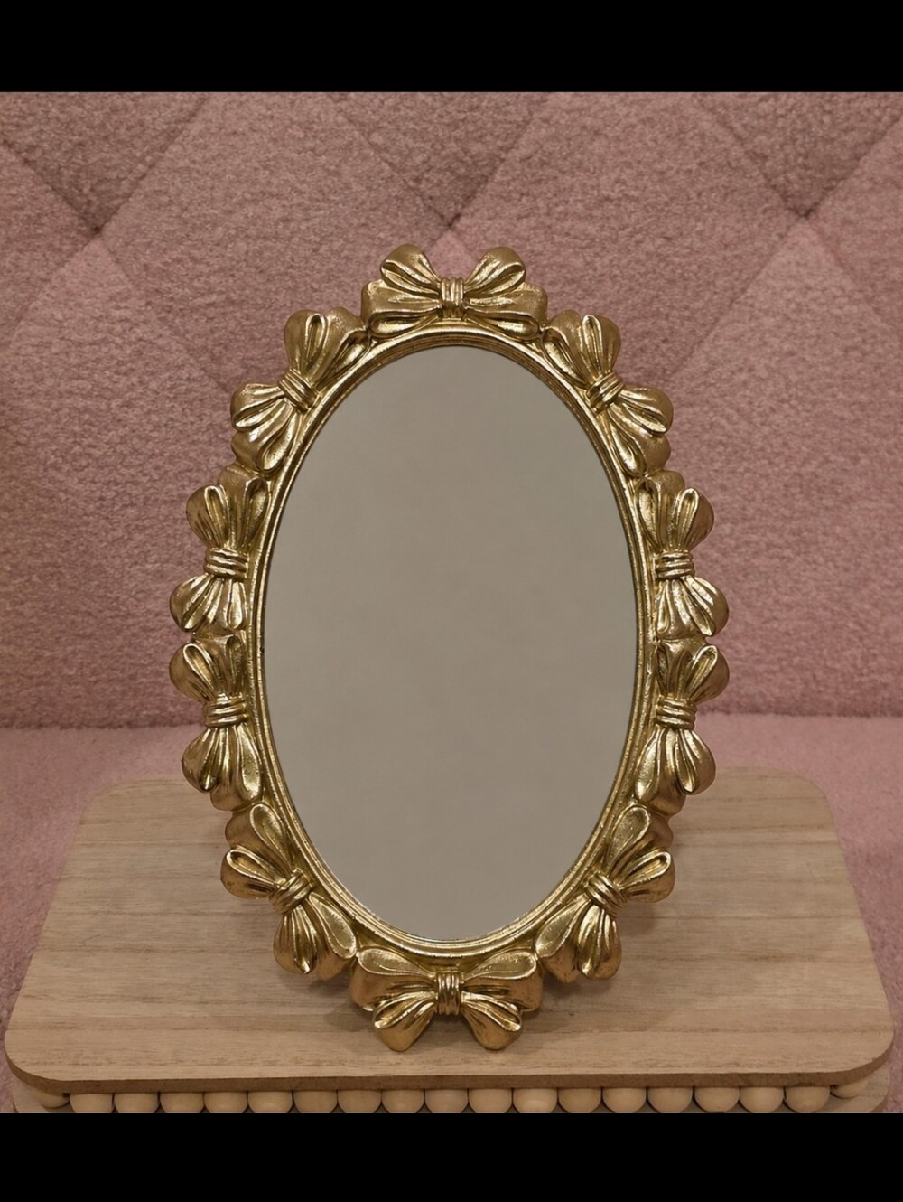 Gold Bow Oval Wall Mirror - Elegant Home Wall Decor